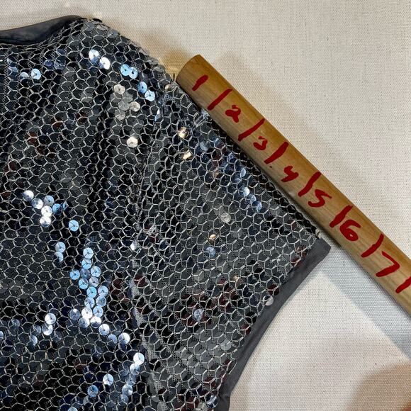 August Silk Knits Silver Sequin Scoop Neck Short Sleeve Top Woman's L - Picture 11 of 14